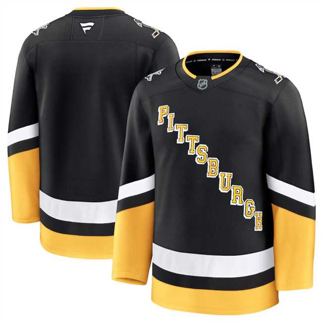 Mens Pittsburgh Penguins Custom Black 2024-25 Alternate Stitched Hockey Jersey